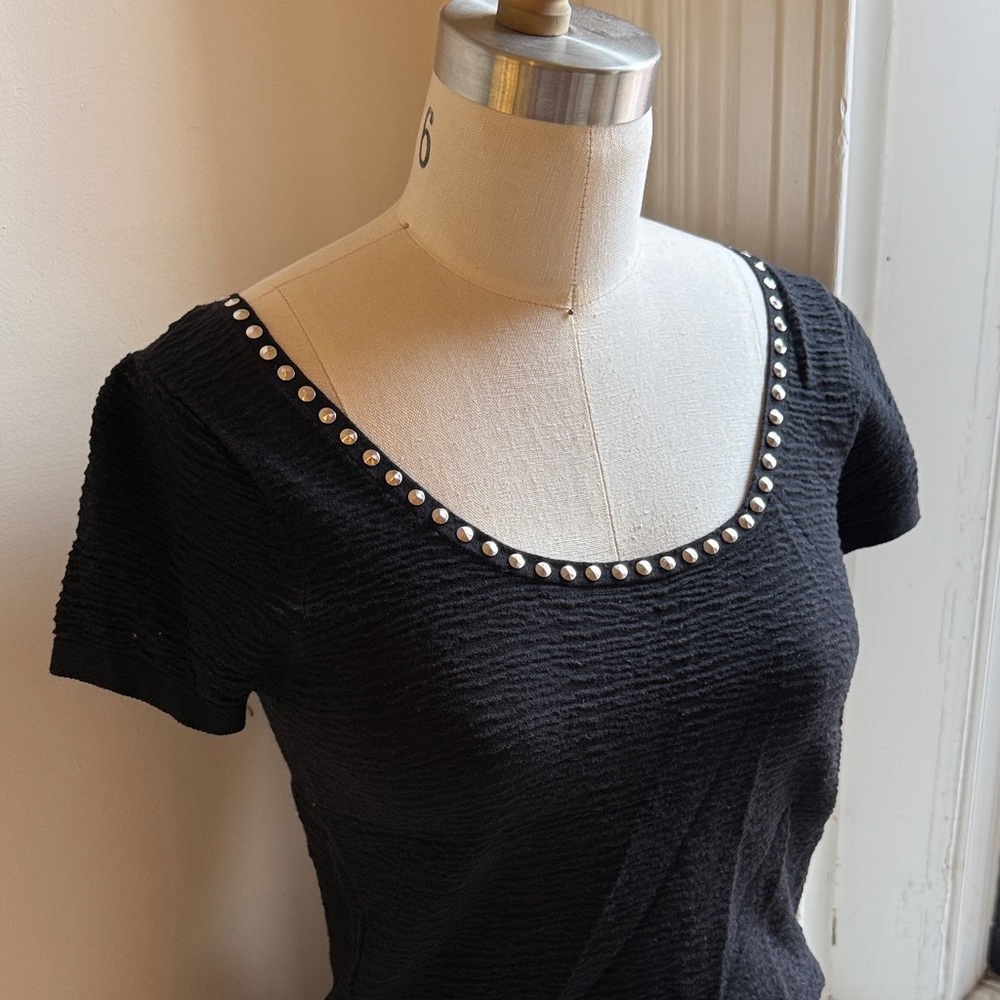 Sandro Dress - Studded Black Drop-waist Dress - Size 1 Small